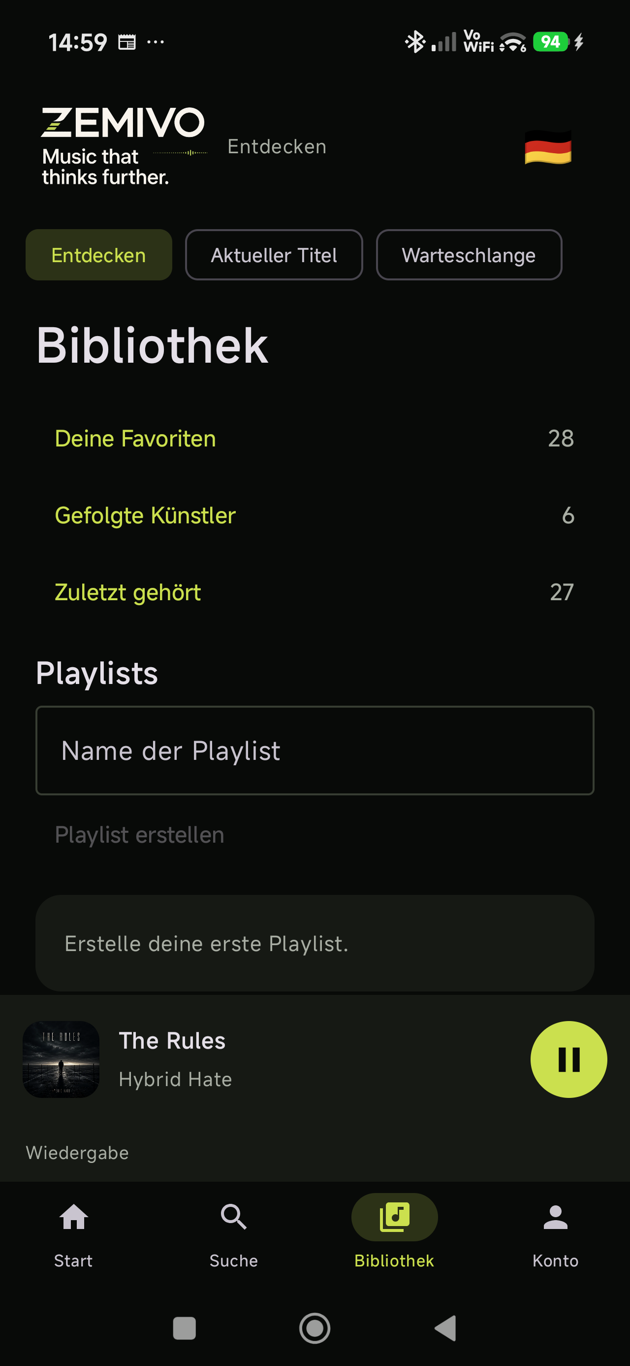 ZEMIVO Android: Bibliothek